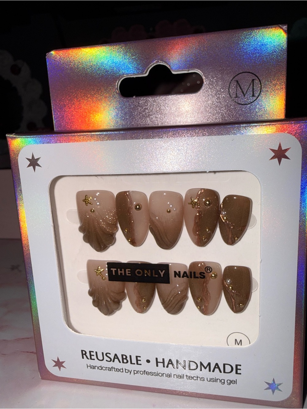The Only Nails Reusable Handmade Sea Shell Design Press-On Nail Set - Picture 5 of 7